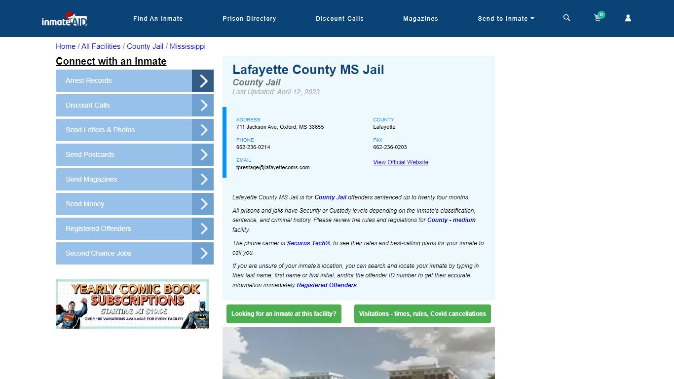 Lafayette County MS Jail - Inmate Locator - Oxford, MS