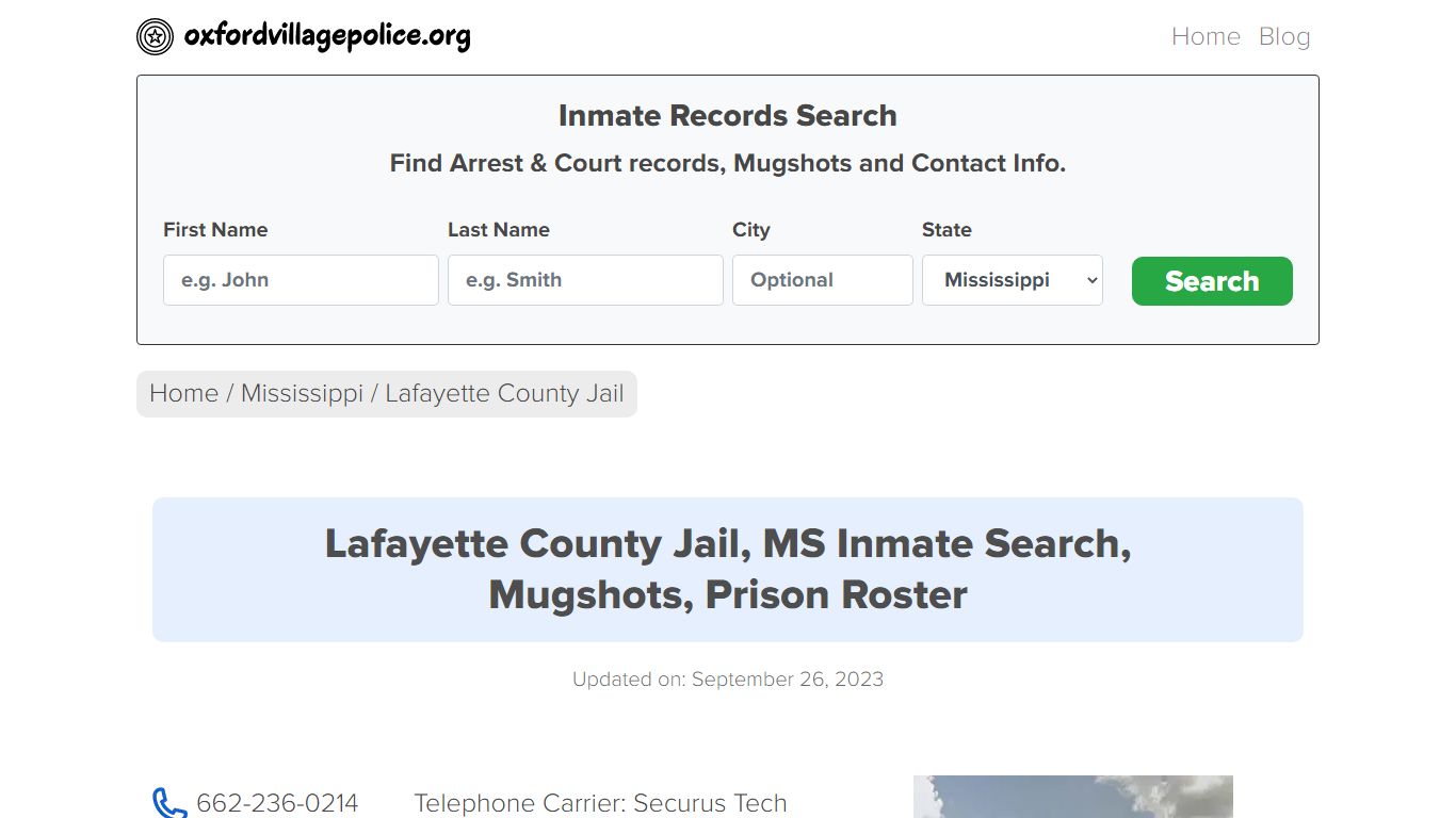 Lafayette County Jail, MS Inmate Search, Mugshots, Prison Roster